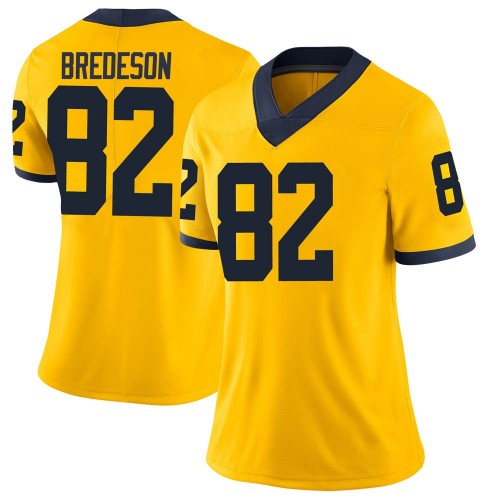Max Bredeson Michigan Wolverines Women's NCAA #82 Maize Limited Brand Jordan College Stitched Football Jersey JZN1654ZL